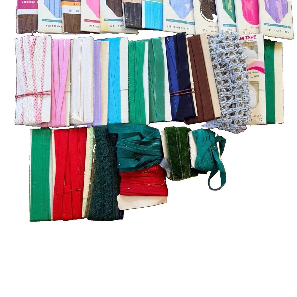 36+ Opened Pkgs LOT Vintage Binding Bias Tape Rick Rack JP Coats Talon Wrights